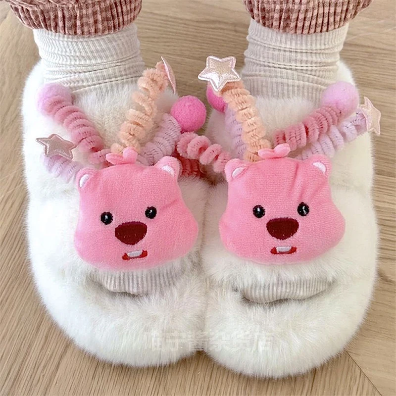 2023 Autumn and Winter New Anmang Loopy Cartoon Cotton Slippers Cute Girl Heart - £16.84 GBP