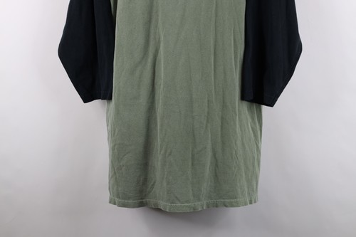 Vintage 90s Y2K Streetwear Mens 2XL Faded Blank 3/4 Sleeve Raglan T-Shirt Green Item image 3