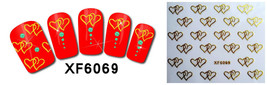 Nail Art 3D Decal Stickers gold double hearts XF6069 - £2.64 GBP