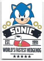 Sonic the Hedgehog Game World&#39;s Fastest Hedgehog Refrigerator Magnet NEW UNUSED - £3.11 GBP