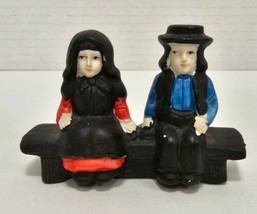 Pre Owned Porcelain Pilgrim Amish Couple On Bench - $14.52
