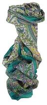 Mulberry Silk Traditional Long Scarf Kaaj Teal by Pashmina &amp; Silk - £19.12 GBP