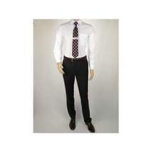 Men's Mantoni Flat Front Pants All Wool Super 140's Classic Fit 40901 Black image 3