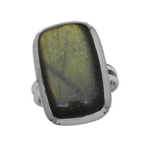 Handmade Natural Blue Labradorite Ring in 925 Sterling Silver Cushion cut caboch - £31.17 GBP