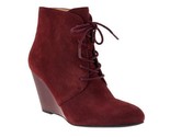 Isaac Mizrahi Lace-up ~ Suede Grooved Wedge Boots ~ MULBERRY ~ Women&#39;s S... - £35.96 GBP