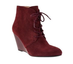 Isaac Mizrahi Lace-up ~ Suede Grooved Wedge Boots ~ MULBERRY ~ Women&#39;s Size 9M - £35.87 GBP