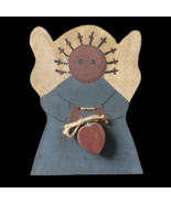 Vintage Hand Painted Black Angel Wood Country Decor, Farmhouse, Shabby C... - $24.41 CAD