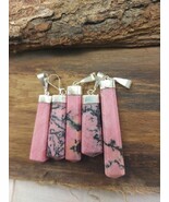 Rhodonite Handmade Pendant with leather Chain - $296.55 MXN