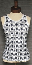 J. CREW Women&#39;s Ivory &amp; Navy Embroidered Tank Top XXS - £9.38 GBP