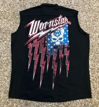 Red Kap Mechanic Vest Men XXL 2XL Black Wornstar Skull Flag Sleeveless P... - $33.91