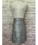 EILEEN FISHER $188 Silver Subtle Metallic Sheen Linen Faux Wrap Skirt Si... - £59.43 GBP