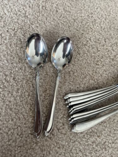 2 Oneida Oneidacraft Deluxe Shasta Stainless Steel Oval Soup Spoons 5 se... - $14.75