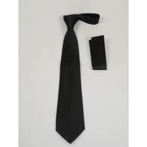 Men's Satin Tie Hankie Set J.Valintin Private Collection R63 Black Solid image 3