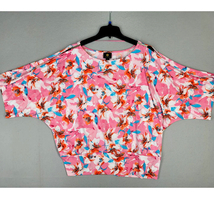 JM Collection Blouse Women&#39;s XL Island Breeze Pattern Dolman Pink Cutout... - £14.68 GBP
