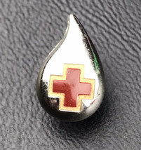Blood Donor Pin Vintage SilverTone Enamel Red Cross Award Brooch Donate Donation - £10.29 GBP