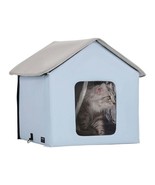 Heated Cat House Foldable Kitty Shelter with Heated Pad Blue Small - $95.78 CAD