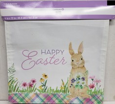 1 Fabric Printed Table Runner(14&quot;x72&quot;) HAPPY EASTER BUNNY &amp; FLOWERS,Cele... - $19.79