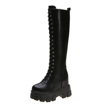 Fashion Women Cross Strap PU Leather Boots Autumn Winter Knee High Boots Ladies  - £44.48 GBP