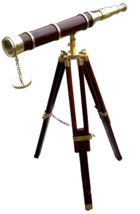 Nautical Vintage Floor Standing Marine Wood/Brass 18&quot; Telescope With Woo... - £62.11 GBP