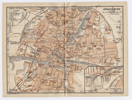 1914 Antique Map Of Kaliningrad Königsberg East Prussia Russia Germany - £27.16 GBP