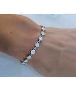 Sterling Silver White Lab Opal Bracelet - Rhodium Plated - $96.80