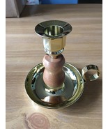 Classic Candle Holder brass with cherry wood spindle. - $28.00