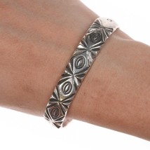 6.75&quot; Navajo Ingot silver cuff bracelet with cast and hand stamped design - £438.18 GBP