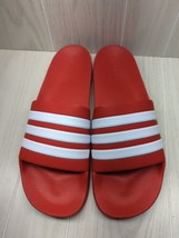 Adidas Adilette Shower Pool Slides Red White Stripes Men Size 18 CloudFo... - £23.52 GBP