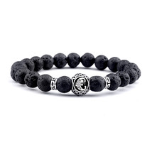 Natural lava stone 26 Letters id Bracelet for Women Men couple Jewelry Name Frie - £9.99 GBP
