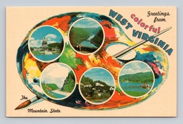 Artist Palette Greetings from Colorful West Virginia WV UNP Chrome Postcard C18 - £2.29 GBP