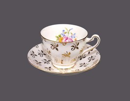 Clare Bone China cup and saucer set made in England. Gold Fleur de Lys, roses. - £32.75 GBP