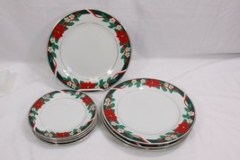Tienshan Deck the Halls Dinner and Salad Bread Plates Christmas Lot of 11 - £31.33 GBP