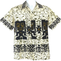 Tiki Mid Century Barkcloth Vintage Reef M Hawaiian Shirt sz Med/Large Mens 44x27 - £69.68 GBP