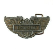 Vintage Harley Davidson Motor Cycles Belt Buckle Shield Wing Biker Solid Metal - £27.93 GBP