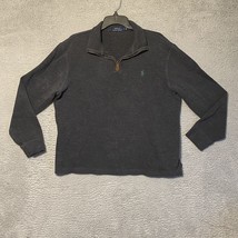 Polo Ralph Lauren Sweater Mens Large Gray 1/4 Zip Casual Preppy Adult Pu... - $18.51