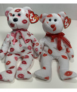 Ty Beanie Baby Lot Of 2 KISSY + SMOOCH the Valentine&#39;s Day Bear 8.5” - £10.01 GBP