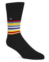 CALVIN KLEIN Mens Socks Lux Blend Crew Black Striped $18 - NWT - £3.54 GBP