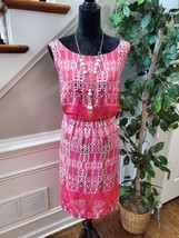 Dressbarn Women Pink Polyester Round Neck Sleeveless Knee Length Dress Size 22W - £21.58 GBP