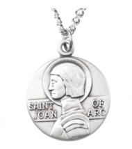 Saint Joan of Arc Pewter Medal on Chain Gift Box Dime Sized Catholic - $17.49