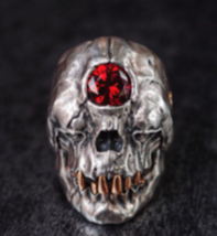Evil Monster Skull Red Jewel Biker Ring brx026 Biker Punk Skeleton Death Mummy - £7.52 GBP