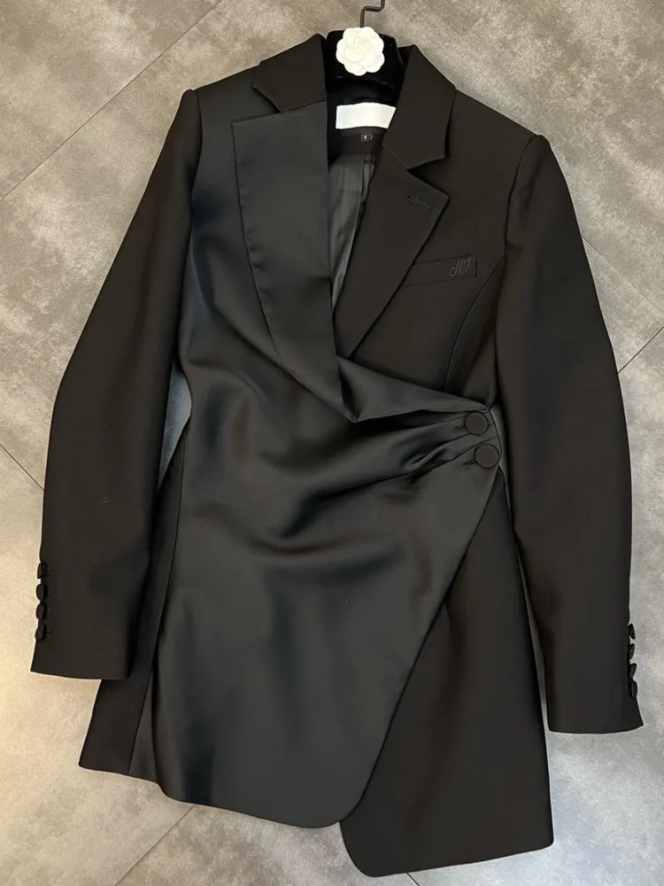 DEAT  women&#39;s blazer  solid color long sleeve notched irregular loose st... - $249.31
