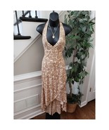VTG Rocket Candy Dress Women Small Brown Paisley Halter V Neck Boho Maxi... - $51.10 CAD