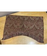 Allen Roth Paisley Medallion Red Gold Valance Fringe 54x19&quot; Ruffled Rod ... - $27.59 CAD