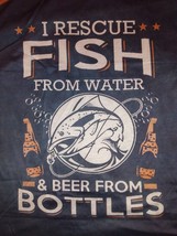 &quot;I Rescue Fish From Water&quot; and &quot;Beer From Bottles&quot; Mens 3XL Gildan Tee Shirt New - £7.97 GBP
