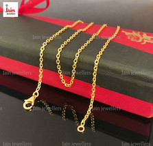 REAL GOLD 18 Kt, 22 Kt Yellow Gold Hallmark Curb Necklace Unisex Link Chain - £938.36 GBP+