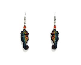 Seahorse Animal Graphic Dangle Earrings - Womens Fashion Handmade Jewelr... - £14.14 GBP