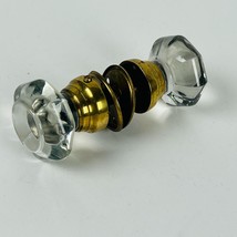 Vintage Crystal 8 point Glass &amp; Brass Door Knob With Hardware - £26.78 GBP