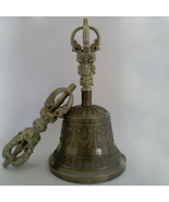 Tibetan Buddhist Master Quality Dehradun 5 Pronged Bronze Bell 7.2&quot;  - N... - £211.08 GBP