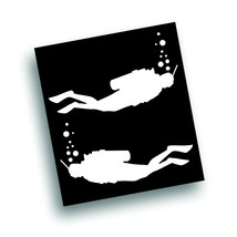 2X SCUBA DIVER DECAL for diving reef snorkeling car window or equipment WHITE - £9.42 GBP