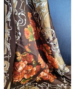 Cajon Scarf Orange Brown Floral Motif 35&quot;/35” Square Wrap Polyester Made... - $269.89 MXN